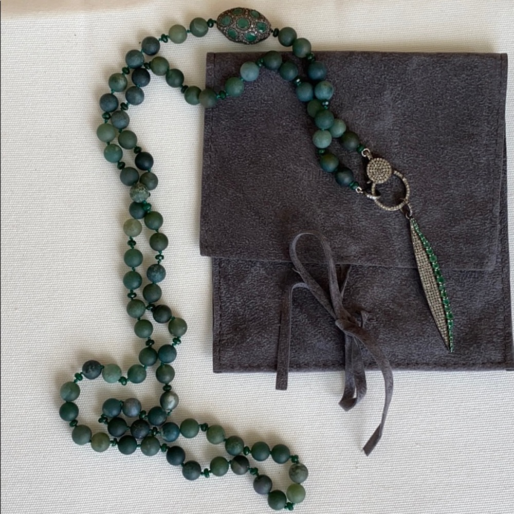 Monisha Melwani Emerald Green Beaded Necklace